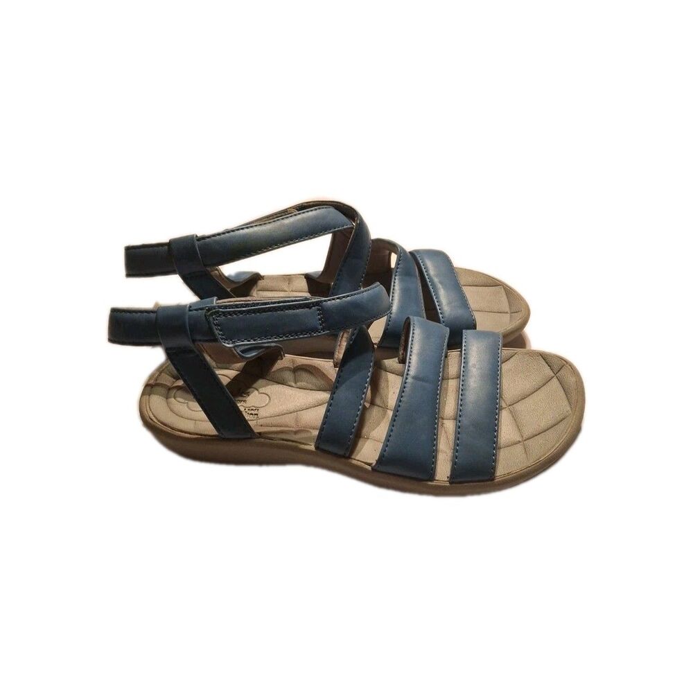 Clarks Cloud Stepper Blue 6 Strap Soft Cushion Sandals Shoes Strappy